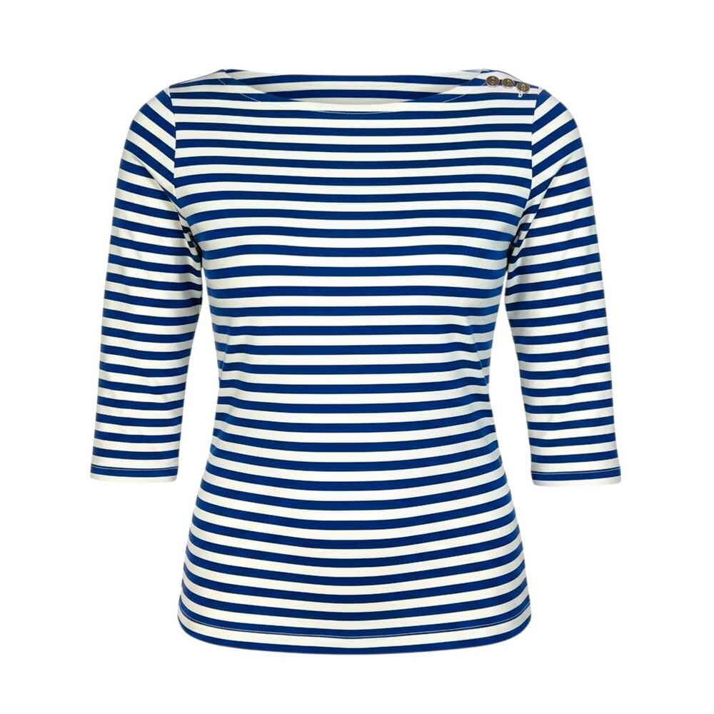 J. McLaughlin Women's Size XS Catalina Cloth Striped Shoulder Buttons Top Shirt